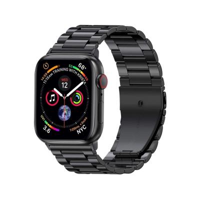 Apple Watch Seri 42/44/45/49 Mm Uyumlu Baklalı Çelik Kordon Siyah