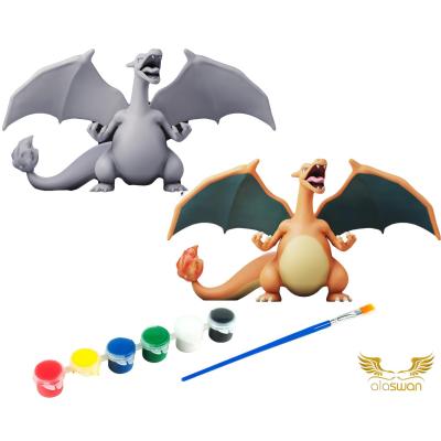 Charizard Pokemon Kendi Biblonu Kendin Boya Seti - 3 Boyutlu Sevimli Biblolar + 5 Akrilik Boya ve Fırça Seti