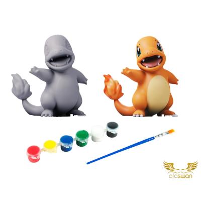 Charmander Pokemon Kendi Biblonu Kendin Boya Seti - 3 Boyutlu Sevimli Biblolar + 5 Akrilik Boya ve Fırça Seti