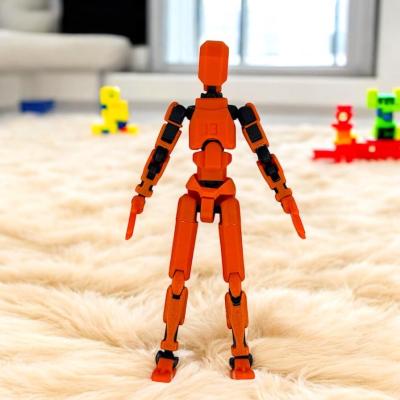 Dummy 13 - Tamamen Hareketli Eklemleriyle Turuncu Siyah Renk 3D Baskı Robot Figürü! 14 cm