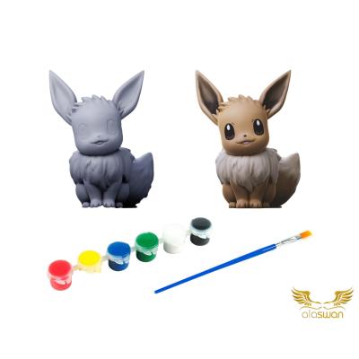 Eevee Pokemon Kendi Biblonu Kendin Boya Seti - 3 Boyutlu Sevimli Biblolar + 5 Akrilik Boya ve Fırça Seti
