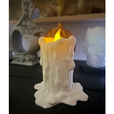 Erimiş Görünümlü Beyaz Renk Gövdeli Pilli Sarı Led Mum