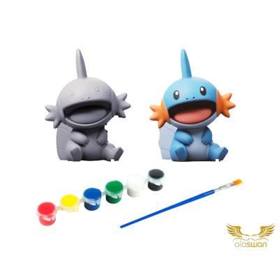 Mudkip Pokemon Kendi Biblonu Kendin Boya Seti - 3 Boyutlu Sevimli Biblolar + 5 Akrilik Boya ve Fırça Seti