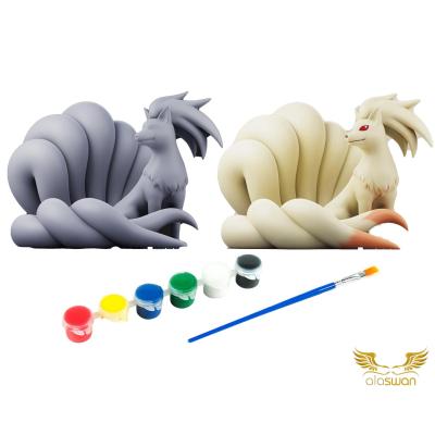 Ninetales Pokemon Kendi Biblonu Kendin Boya Seti - 3 Boyutlu Sevimli Biblolar + 5 Akrilik Boya ve Fırça Seti